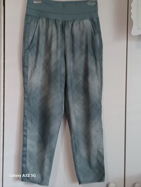 Athleta Wide Elastic High Waist W/3 Zip Pocket Sage Green Joggers,  Sz. 6